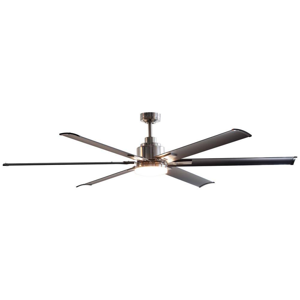 Parrot Uncle 72 in. Modern Integrated LED Brushed Chrome Ceiling Fan with Light and Remote Control BBCPD1719-I