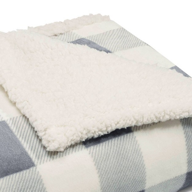 Mountain Plaid Reversible Throw Blanket Silver Eddie Bauer