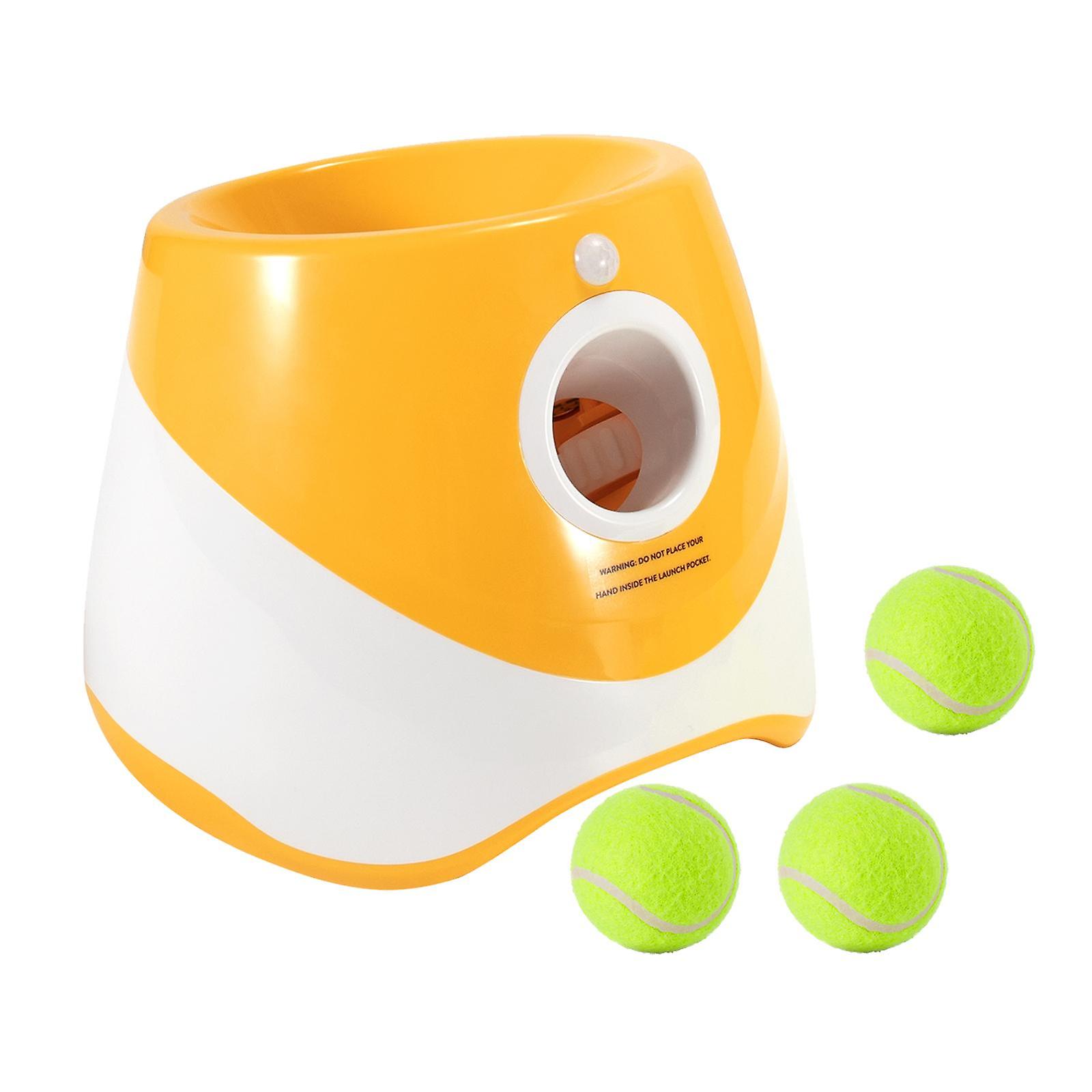 Automatic Ball Launcher For Dogs With 3 Balls Interactive Dog Toys For Small Orange