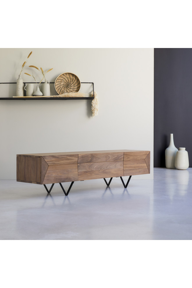 Solid Walnut TV Unit  Tikamoon Metric   Industrial   Entertainment Centers And Tv Stands   by Oroa   Distinctive Furniture  Houzz