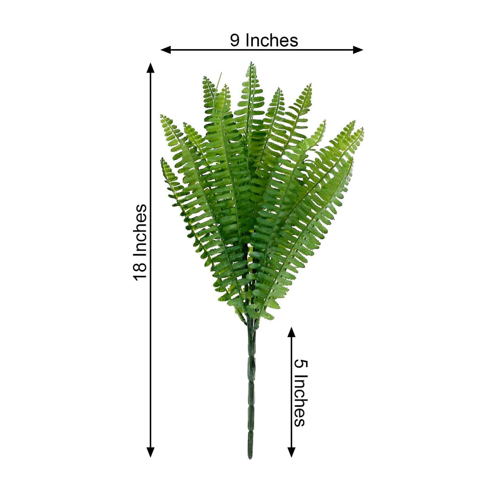 2 Stems Green Artificial Boston Fern Leaf Plant Indoor Faux Spray 18