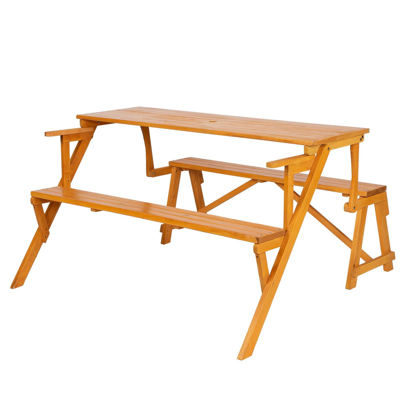 GoDecor Dual Purpose Conjected Wood Table and Chair for Picnic