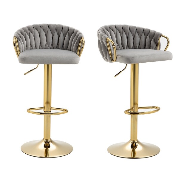 2 Set Counter Height Velvet Bar Stools