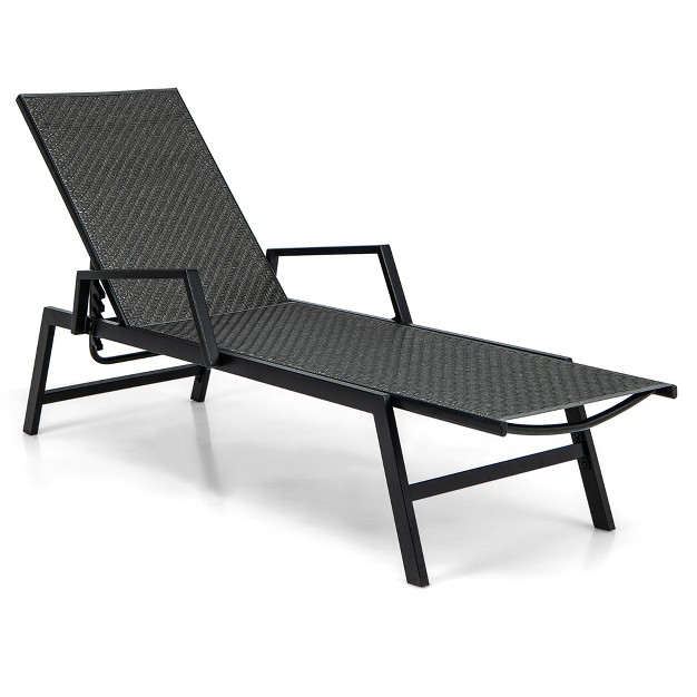 Tangkula Wicker Outdoor Chaise Lounge Chair Patio W Metal Frame amp Adjustable Backrest