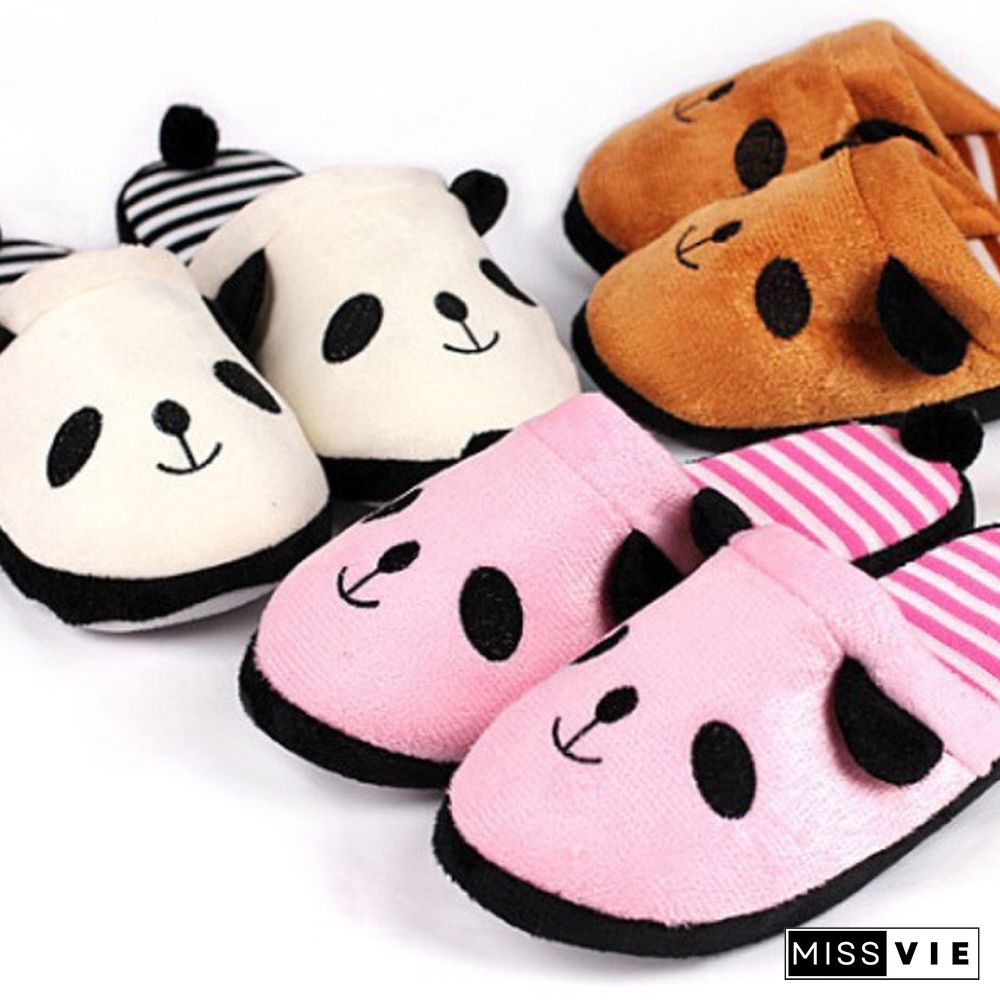 1Pair Cute Women Winter Plush Slipper Cute Panda Indoor Slippers Soft Soled Women's Cotton Slippers