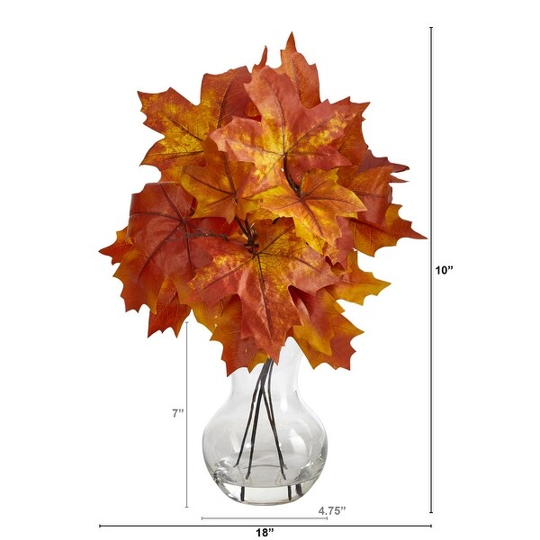 18 Autumn Maple Leaf Artificial Plant in Glass Planter