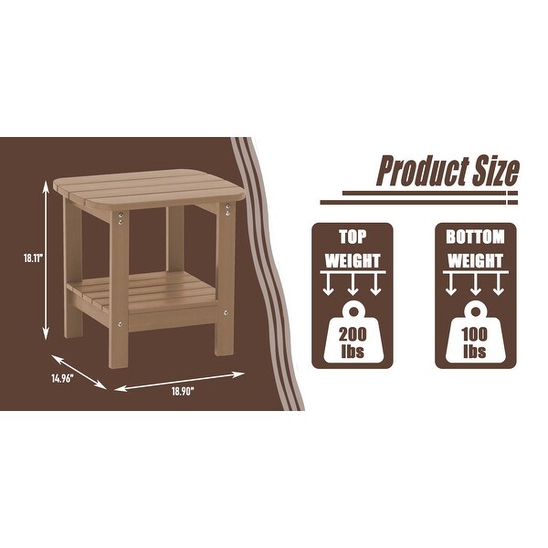 18.9'' Outdoor Square Double Floor HIPS Resin Side Table