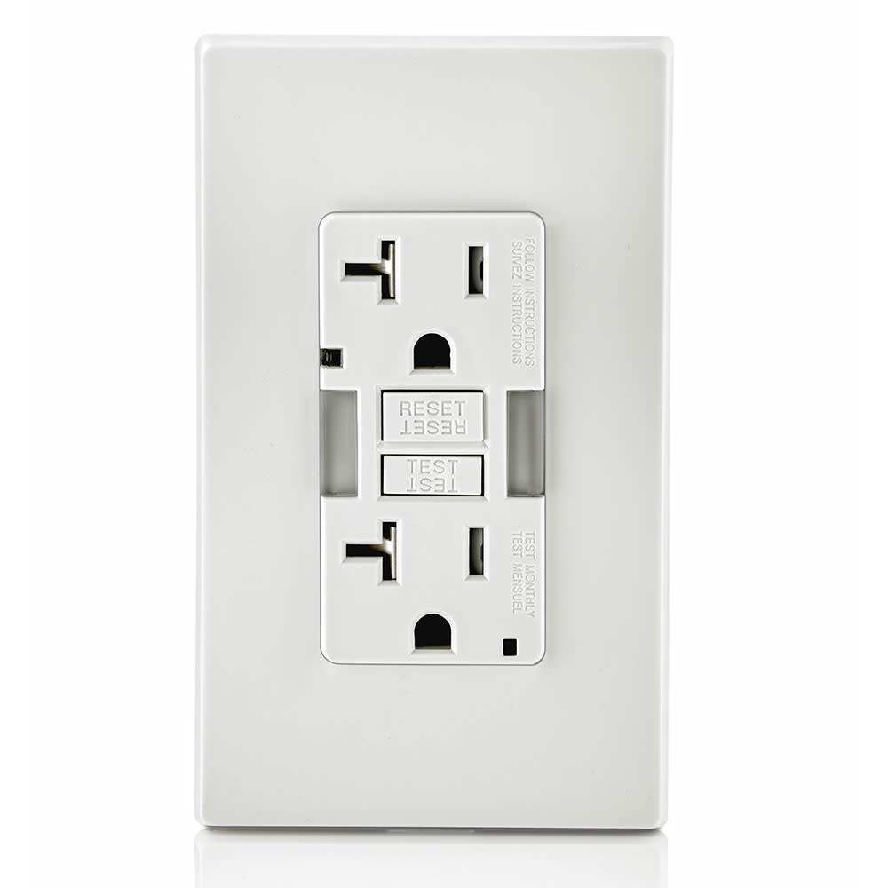 Leviton SmartlockPro  GFCI Outlet 20A 125V Duplex White NEMA 5-20R ;