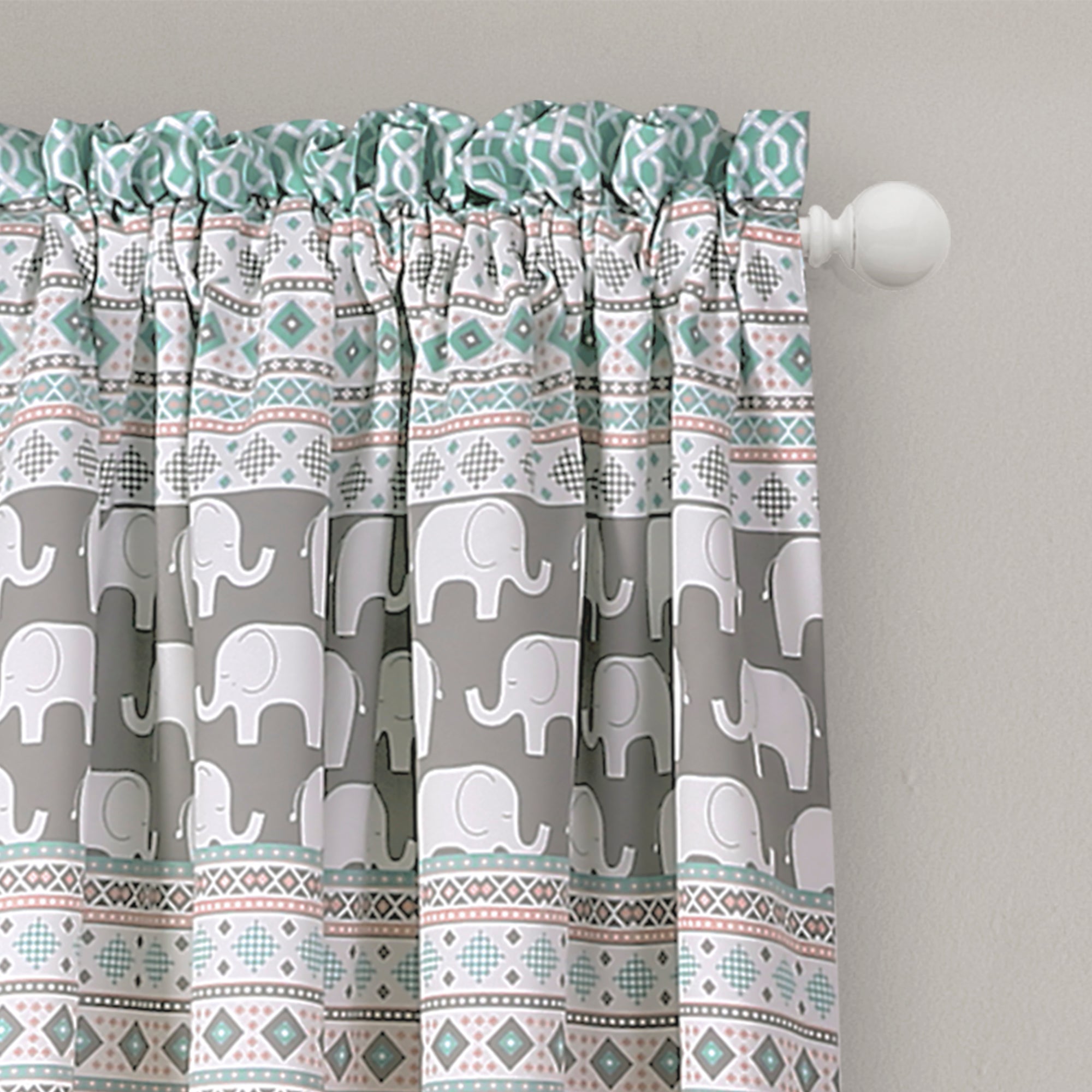 Elephant Stripe Room Darkening Window Curtain Panel Set