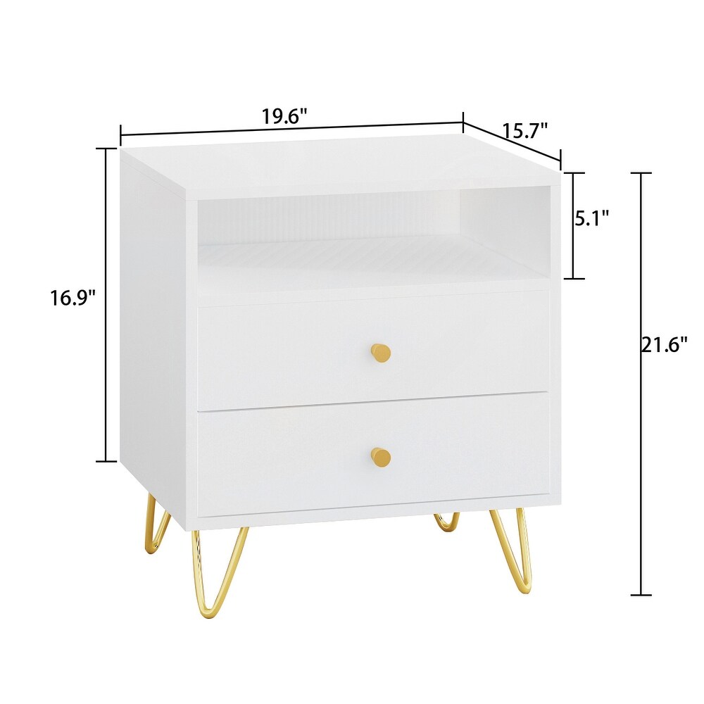 Kerrogee Mid century Modern Nightstand Bedside Table with Shelf