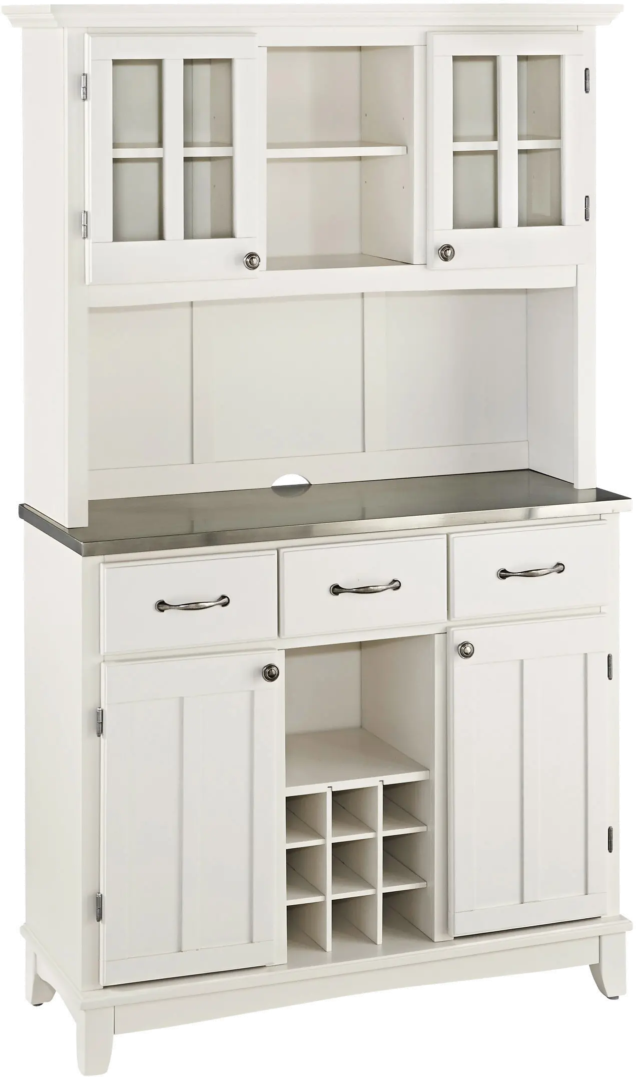 Homestyles Large Off-White with Stainless Steel top Buffet with Hutch