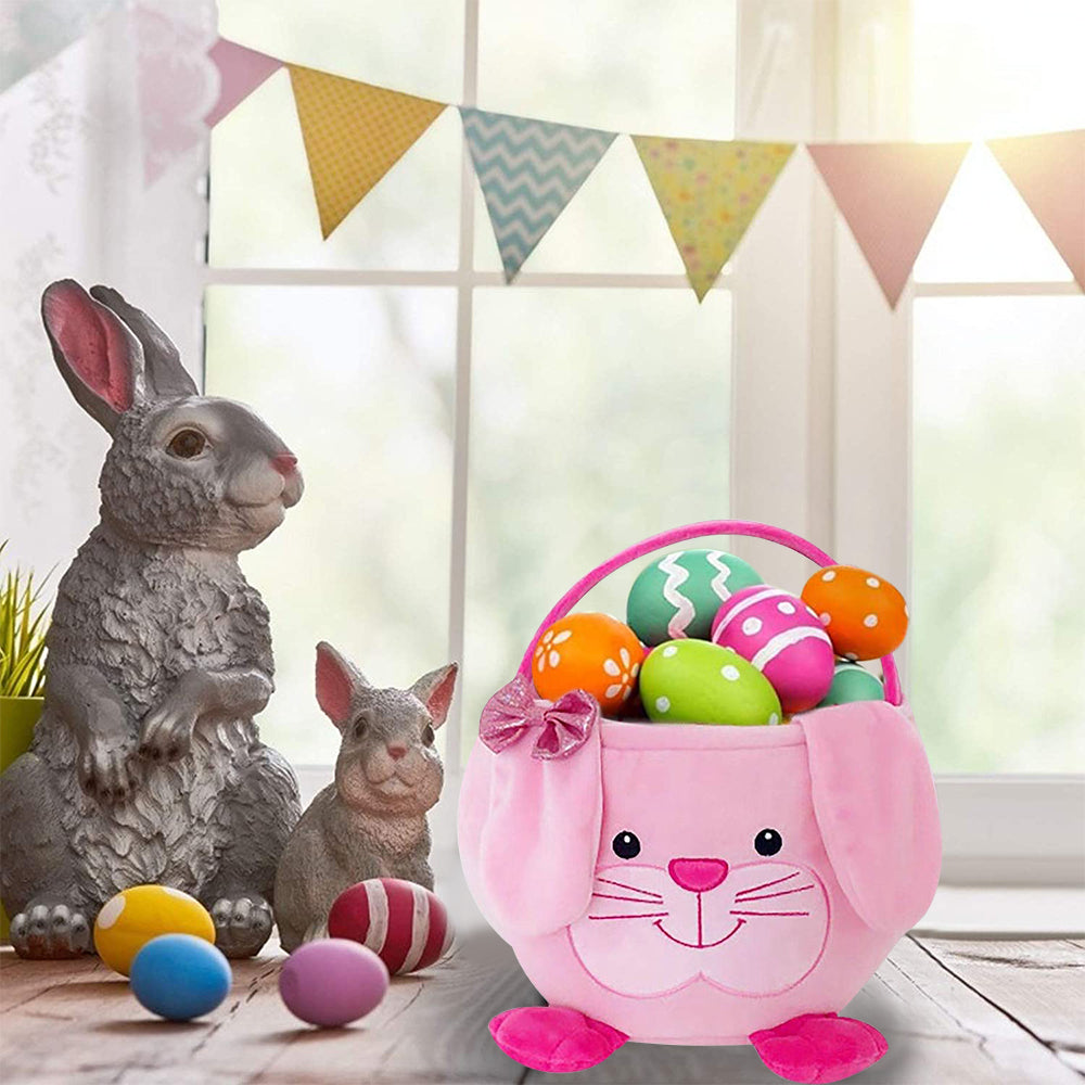 Movsou Easter Bunny Basket, Suitable for Girls and Boys Easter Party Gift Pink