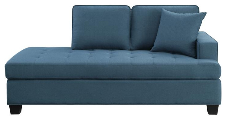 Lexicon Elmont 75.5 quotTransitional Textured Fabric Chaise with 1 Pillow in Blue   Transitional   Indoor Chaise Lounge Chairs   by Homesquare  Houzz