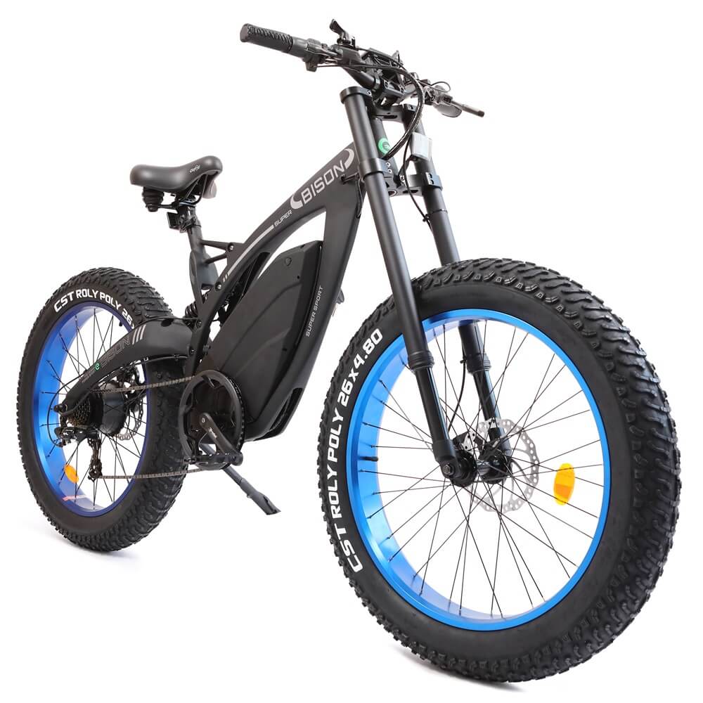 Ecotric Bison All Terrain Super Fat Tire Long Range Electric Bike 1000W Motor w/ Double Suspension For Max Comfort Off Road Riding