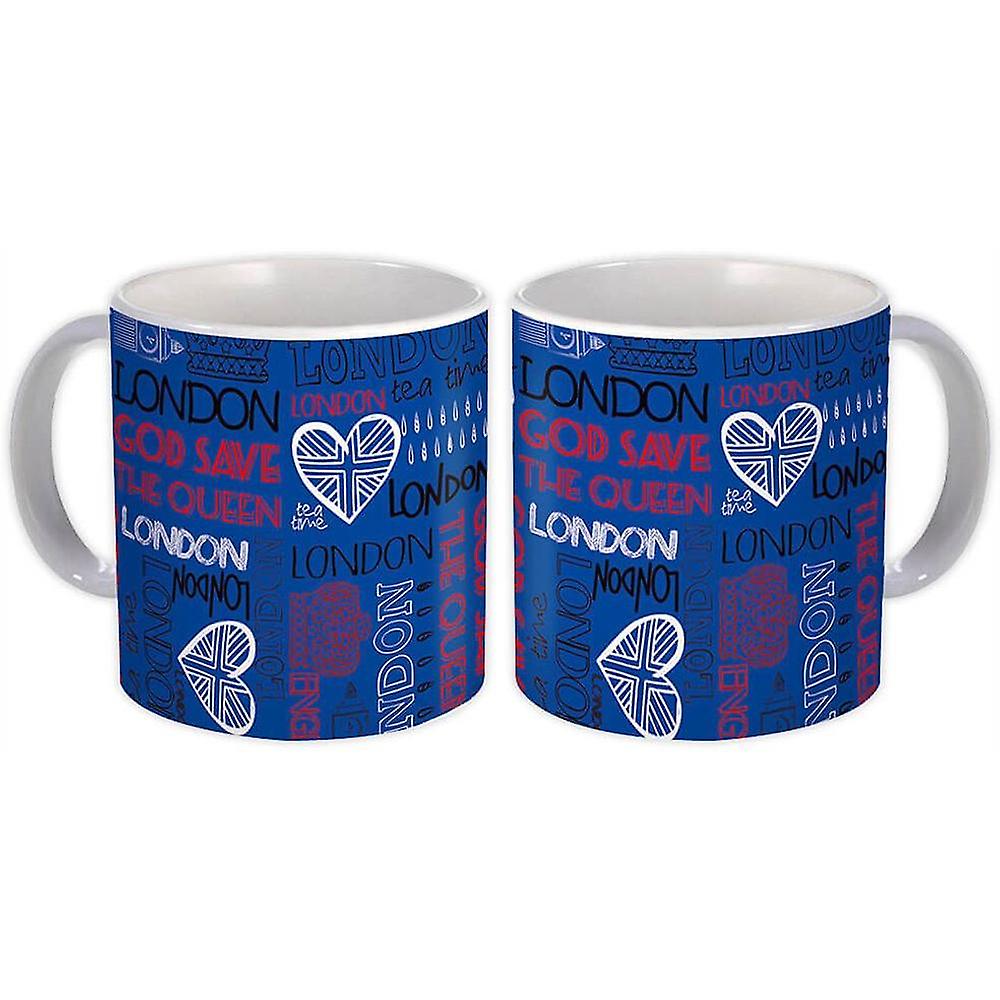 Gift Mug: London Text Pattern Crown