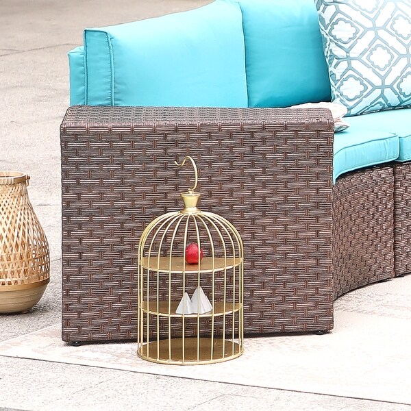 2piece Outdoor Wicker Arm Table Patio Side Table