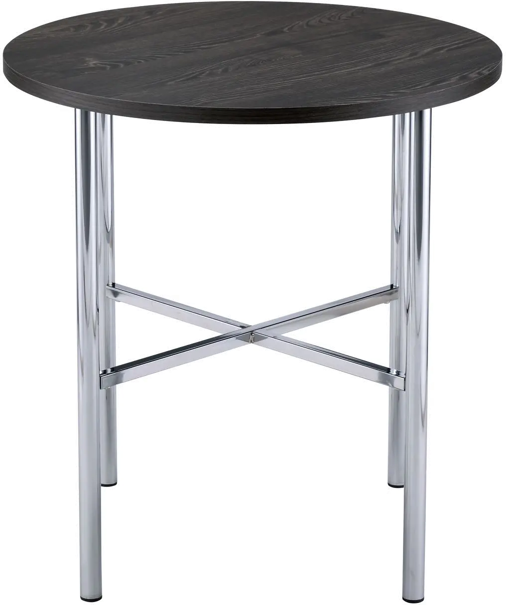 Dakota Charcoal Off Black and Chrome Round 3 Pack Table Set