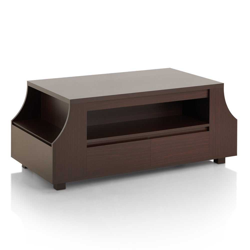 Patton Contemporary Wooden 2 Drawer Coffee Table， Walnut