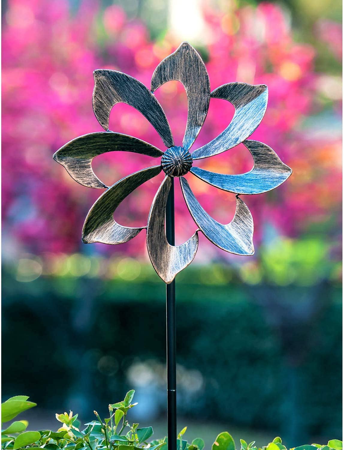 Steady Doggie | Wind Spinner Dahlia 61 in Single Blade Copper Bronze