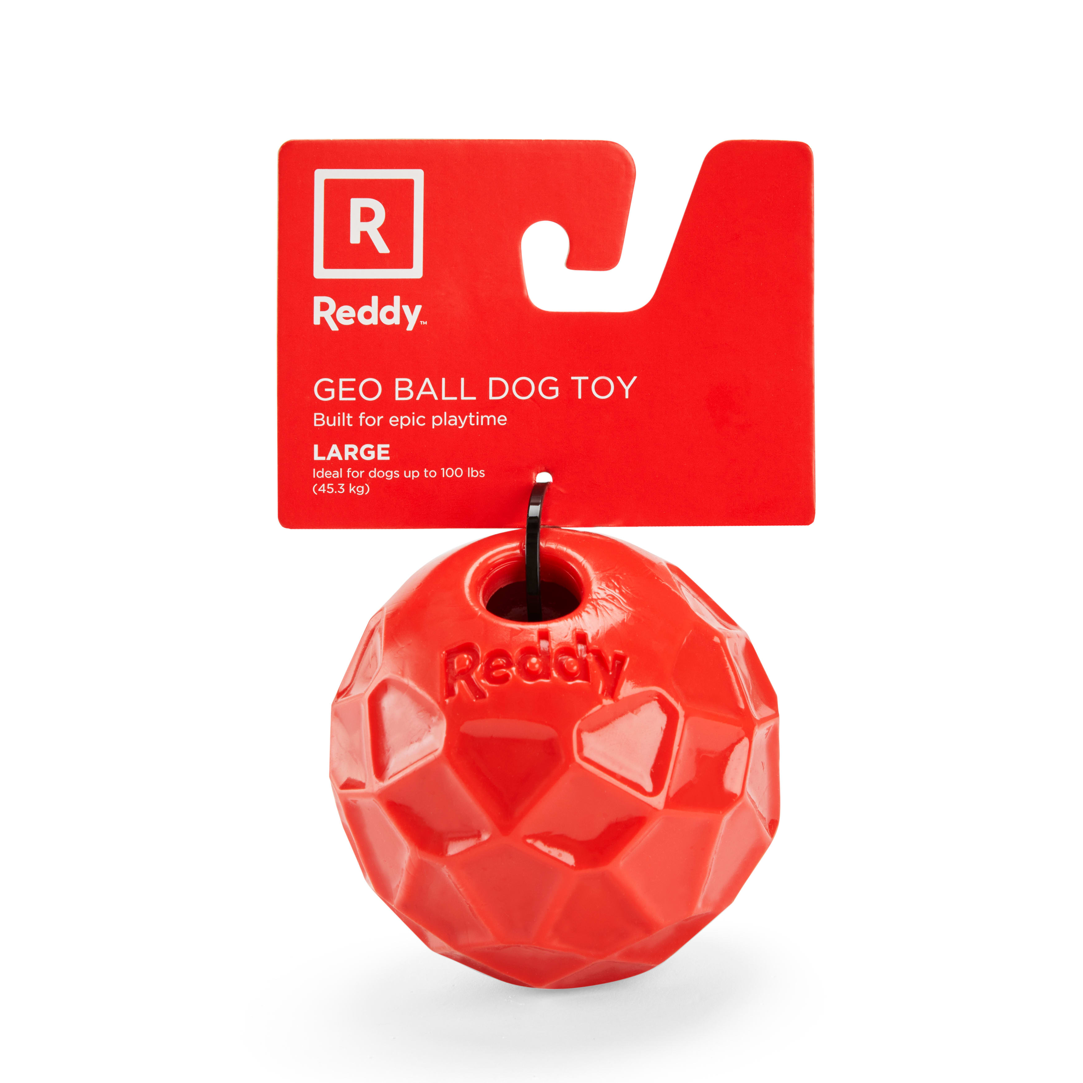 Reddy Cherry Geo Ball Dog Toy， Large