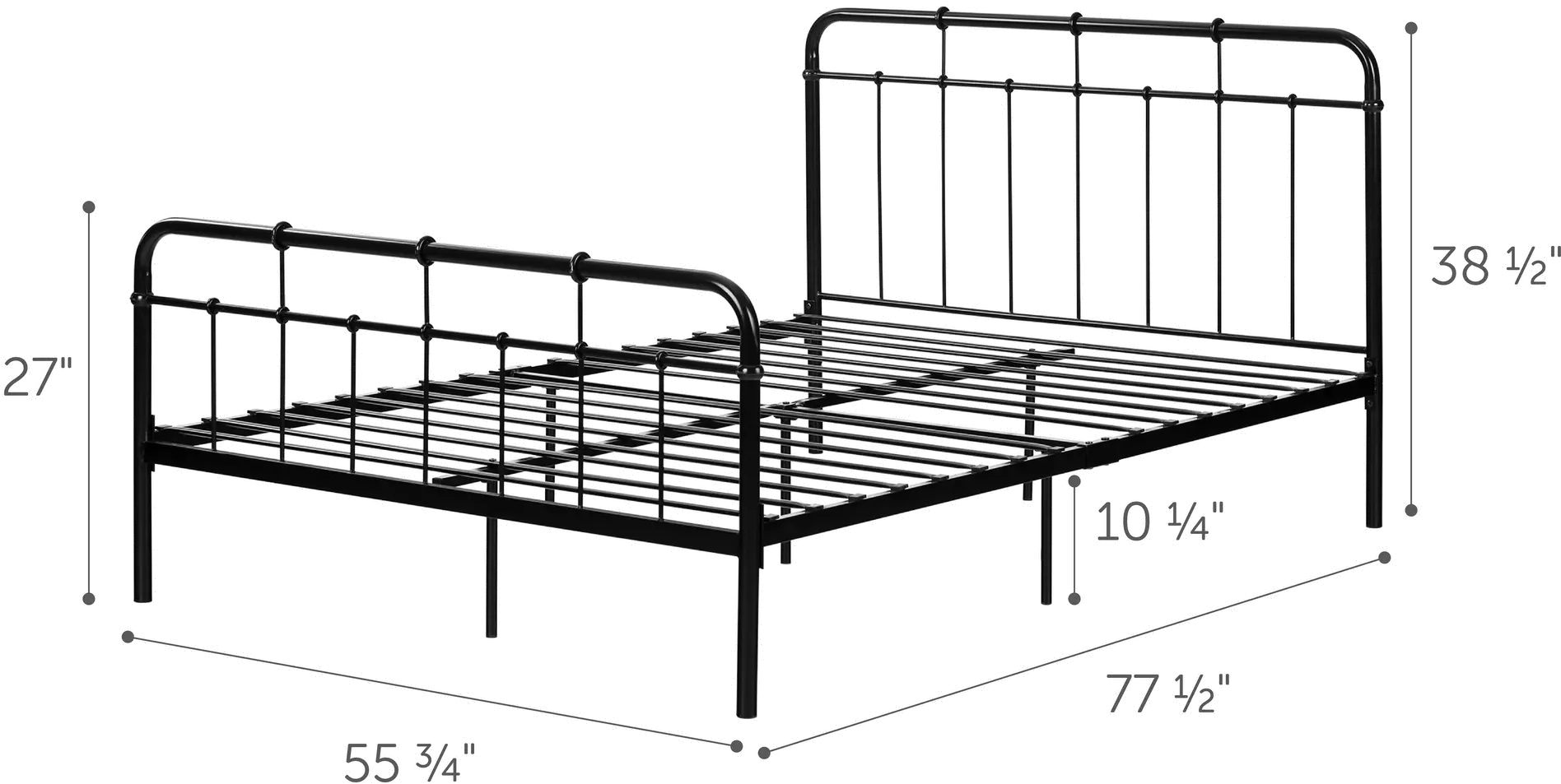 Versa Black Industrial Metal Full Platform Bed - South Shore