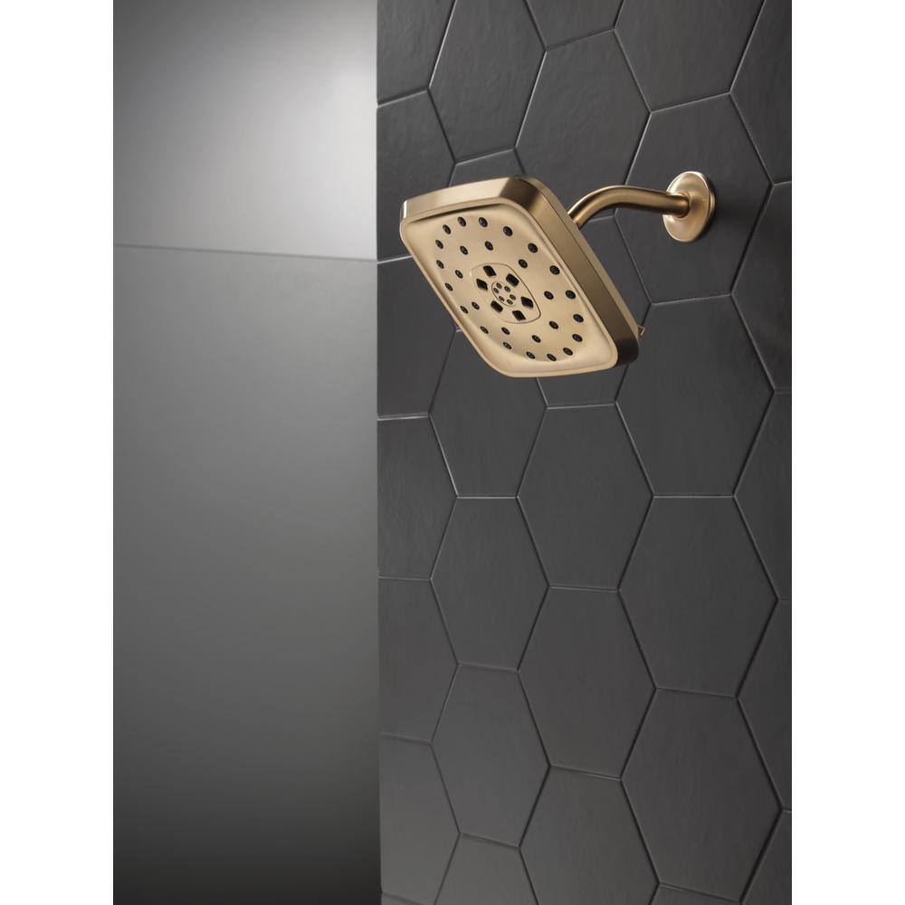 Delta 4-Spray Patterns 1.75 GPM 7.69 in. Wall Mount Fixed Shower Head with H2Okinetic in Lumicoat Champagne Bronze 52460-CZ-PR