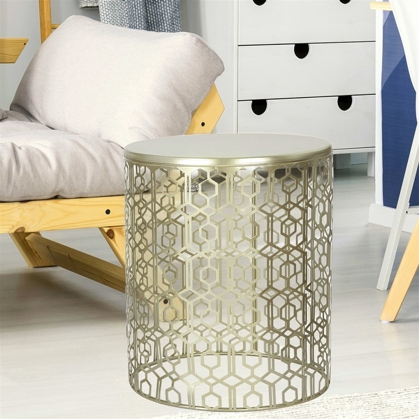 Adeco Set of 2 Round Nesting Side End Table Set - Set of 2