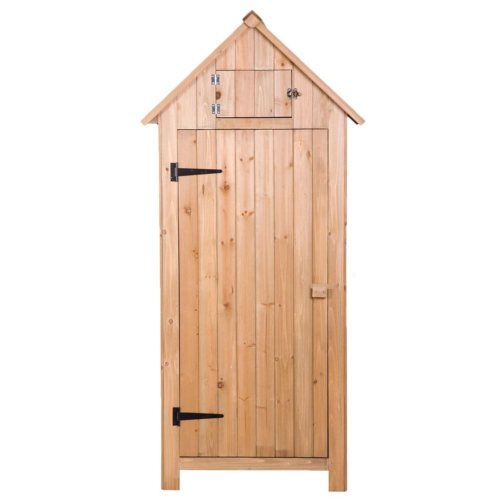 UBesGoo 70" Wood Outdoor Storage Shed with Wooden Lockers,Garden Tool Shed