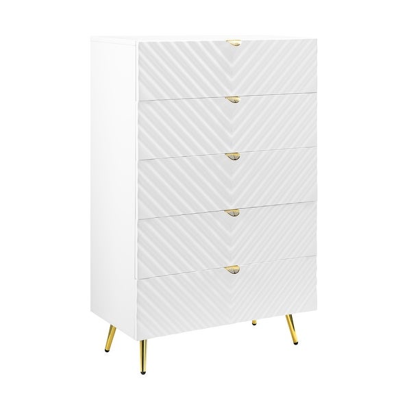 White High Gloss Finish Finish KD Structure?High Gloss Finish?Wave Pattern Design?Metal Legs，Accent Tables，Console Tables