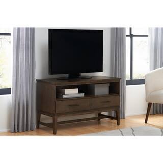 Home Decorators Collection Bellamy Smoke Brown Wood 2 Drawer TV Stand with Cord Management (42 in. W x 25 in. H) SK19345H1-S