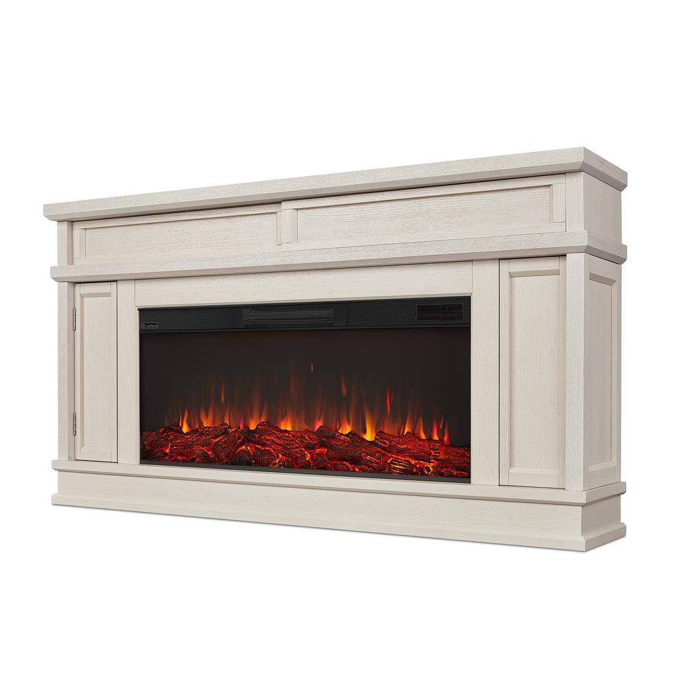 Real Flame Torrey 60 in. Freestanding Electric Fireplace in Bone White 4020E-BNE