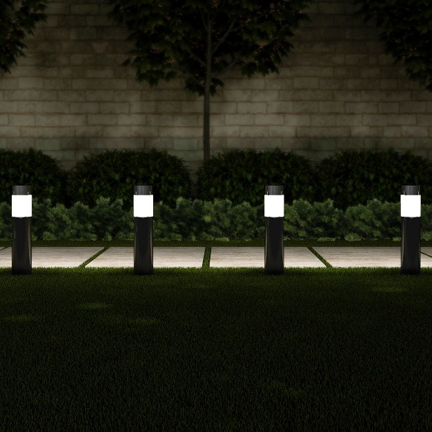 Nature Spring Stainless Steel Outdoor Stake Pathway Solar Lights Black Set Of 6