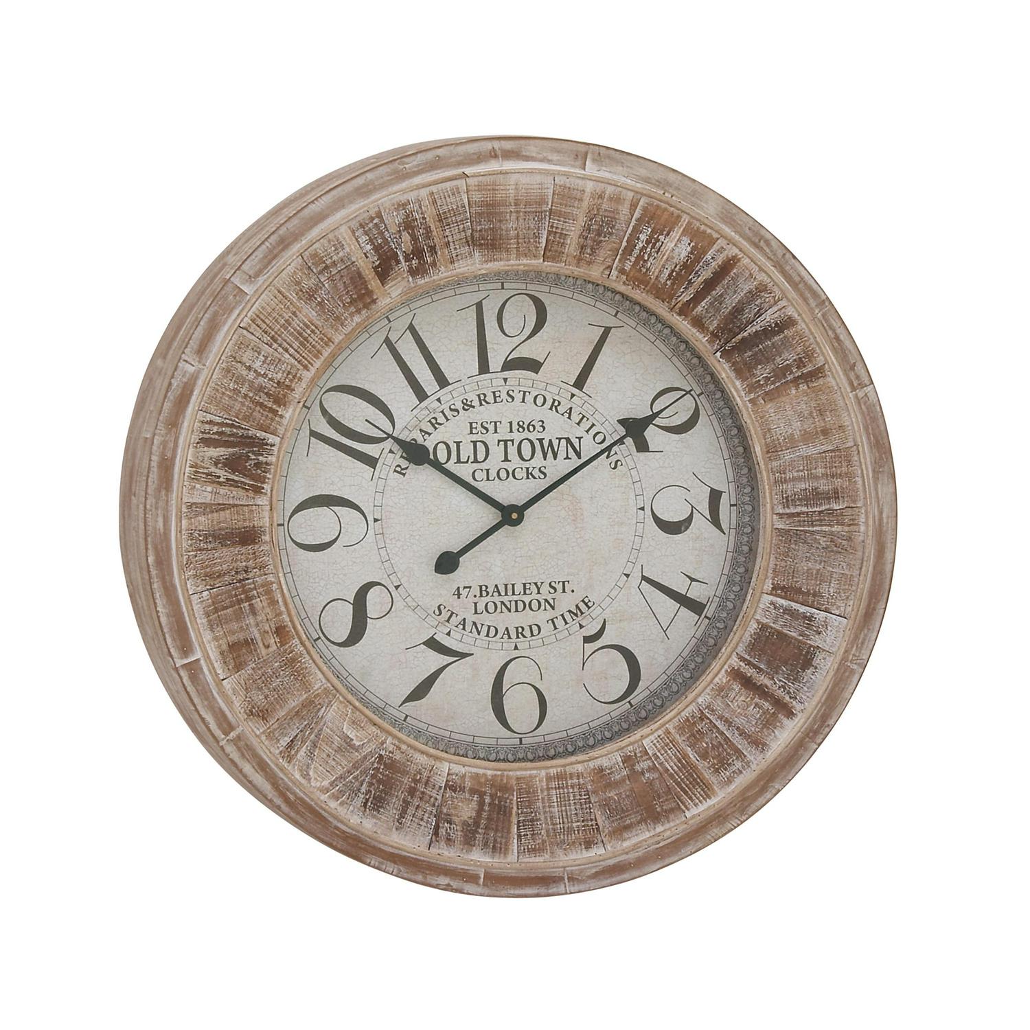 DecMode 31 x 31 In. Brown Wood Vintage Wall Clock