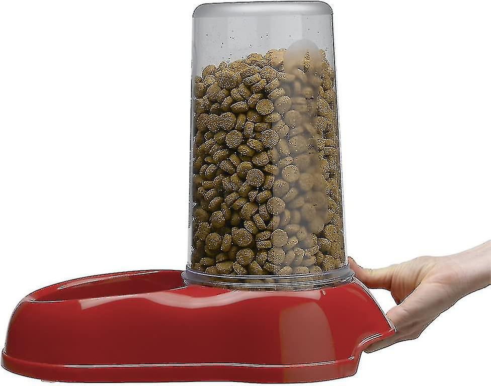 Water Or Food Dispenser For Cats And Dogsdry Food Water 0.6 Liters， Sturdy Plastic 12.5 X 19 X H 19.5 Cm Red