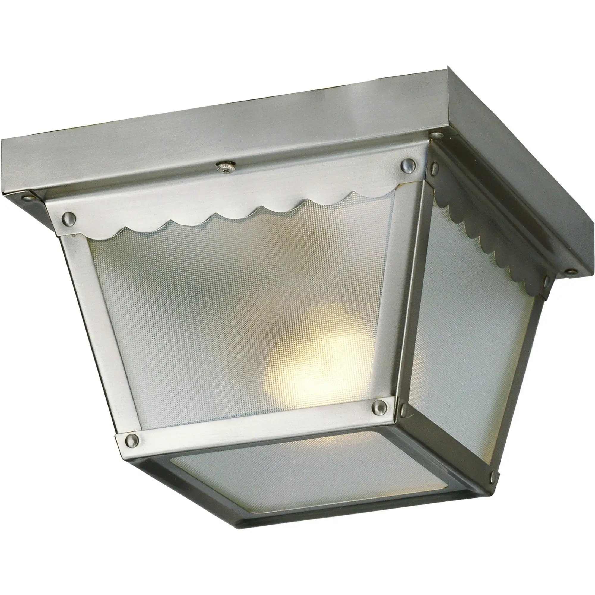 Volume Lighting 1-Light Outdoor Brushed Nickel Flush Mount