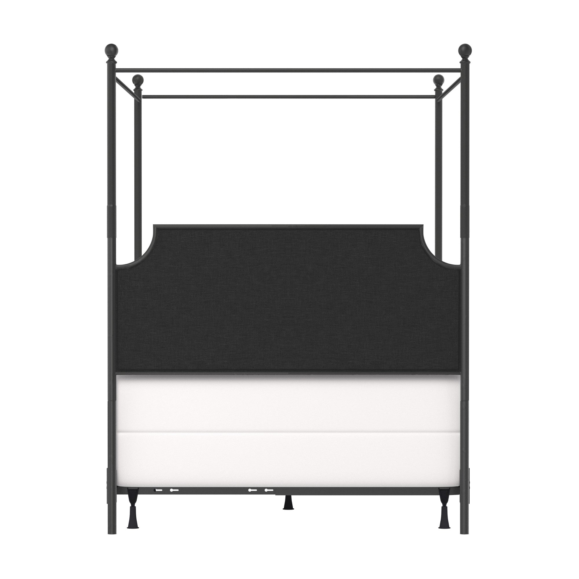 Hillsdale Furniture McArthur Metal Upholstered Canopy Queen Bed, Black Matte with Gray