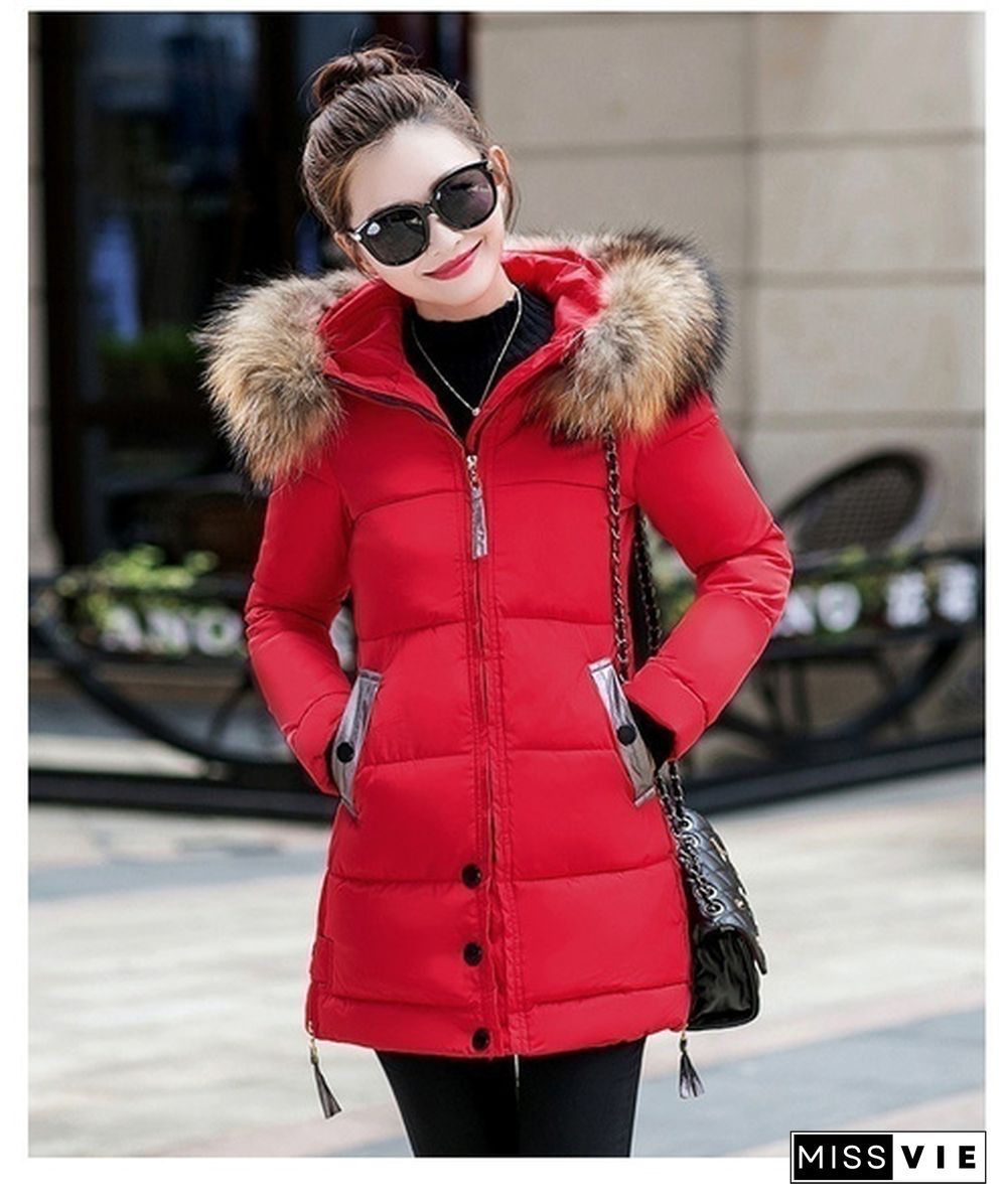 New Fashion Winter Jacket Womens Down Jacket Cotton Coat Padded Long Coat Ladies Slim Warm Hooded Parka Hooded Jacket Abrigo Mujer Chaqueta Mujer Manteau Femme Hiver Doudoune Femme