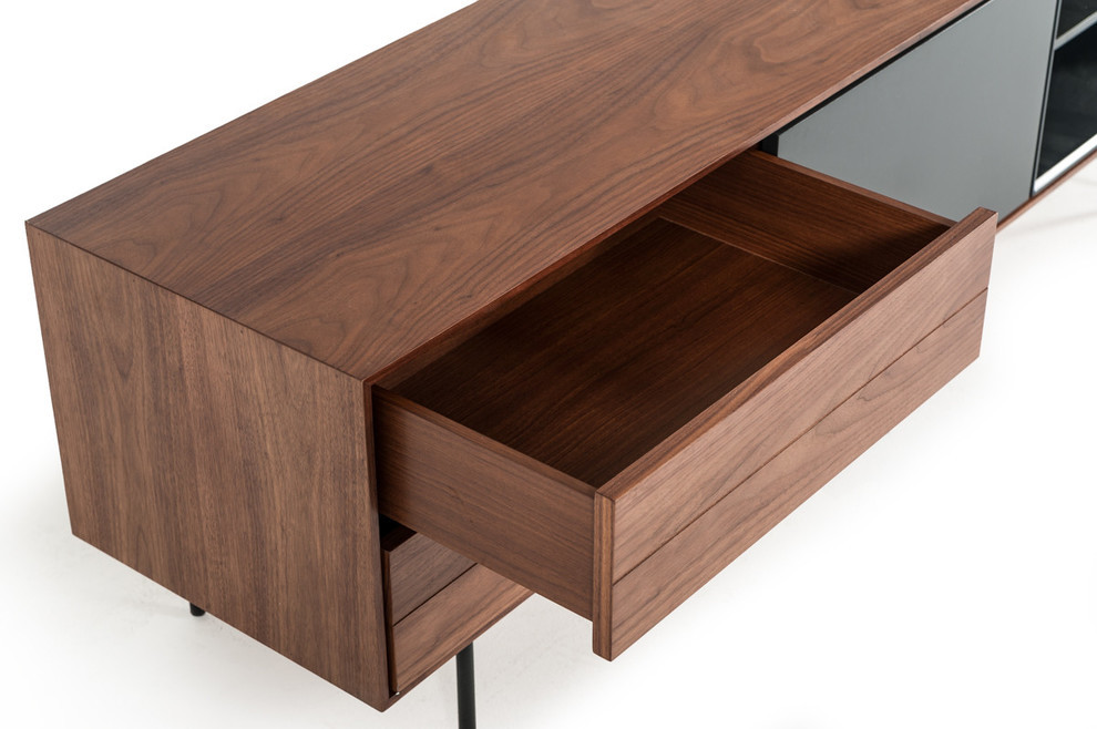 Modrest Kenny Walnut and Gray TV Stand   Midcentury   Entertainment Centers And Tv Stands   by Vig Furniture Inc.  Houzz