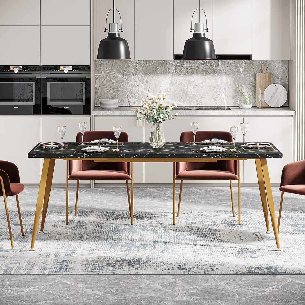 Large Dining Table for 6 to 8  70.9 Inch Kitchen Furniture  Brown/ Black