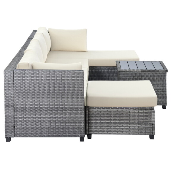 U_Style 7 Piece Rattan Sectional Seating Group wit...