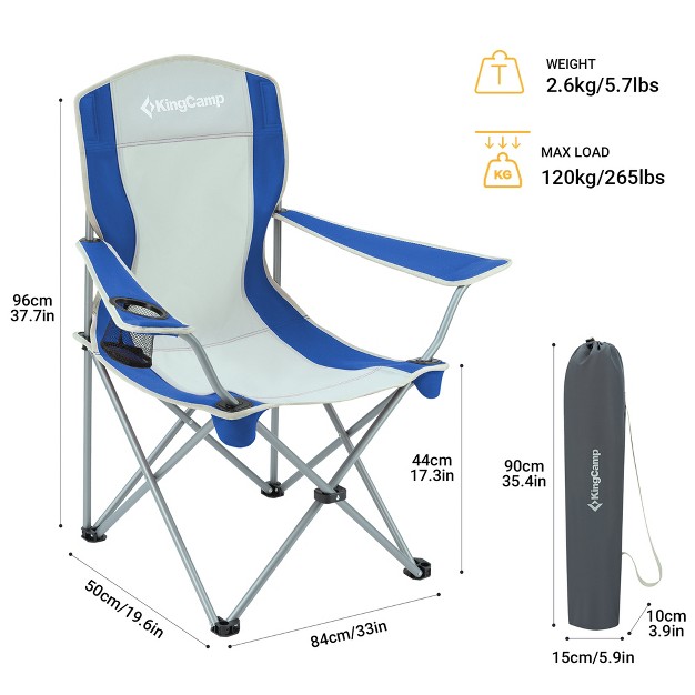 Kingcamp Lightweight Folding Outdoor Lounge Chair With Cupholder And Adjustable Armrests For Camping Sporting Events Or Tailgating