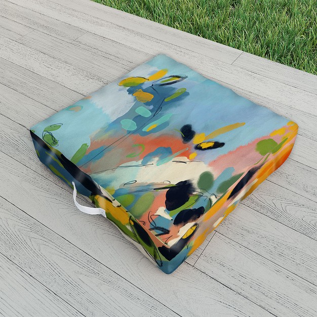 Lunetricotee Garden With Sea View And Olive Tree Outdoor Floor Cushion Deny Designs