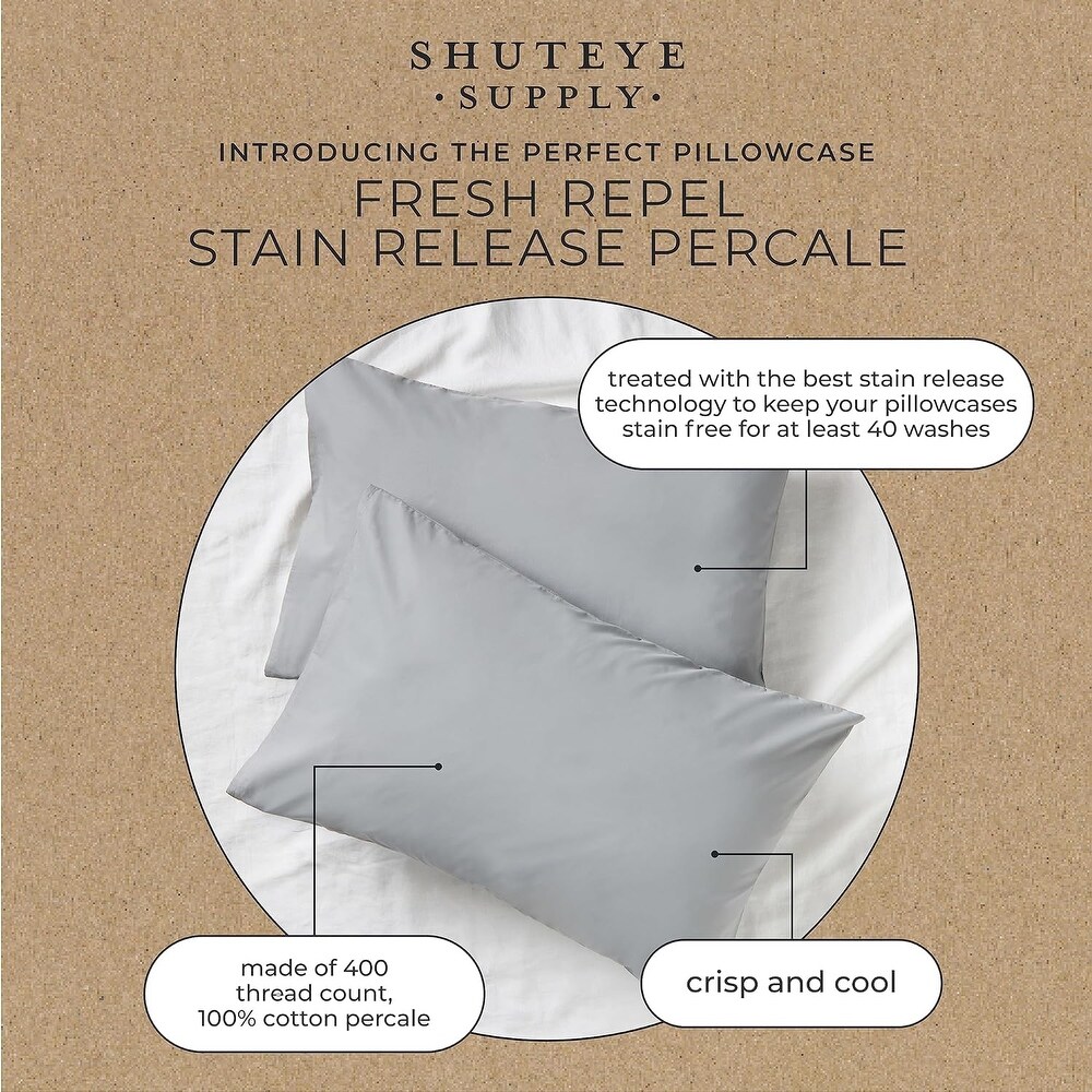 Shuteye Supply Pillow Case Set  Fresh Repel Collection  20 x 30 Inch  Fog