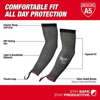 MW 18 in. Black 4-Way Stretch Cut 5 Resistant Protective Arm Sleeves (12-Pairs) 48-73-9051B