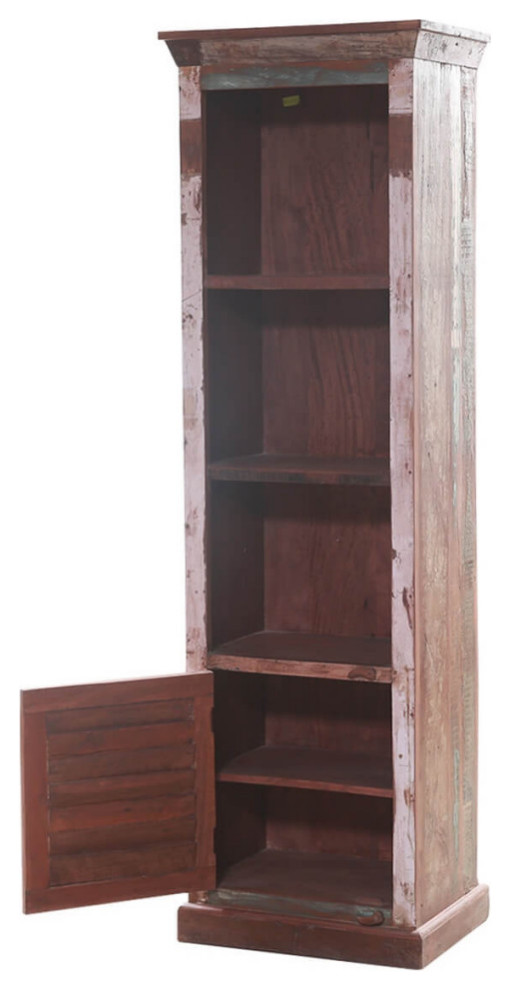 Alghero Distressed Reclaimed Wood 74 quotTall 5 tier Vintage Bookcase   Farmhouse   Bookcases   by Sierra Living Concepts Inc  Houzz