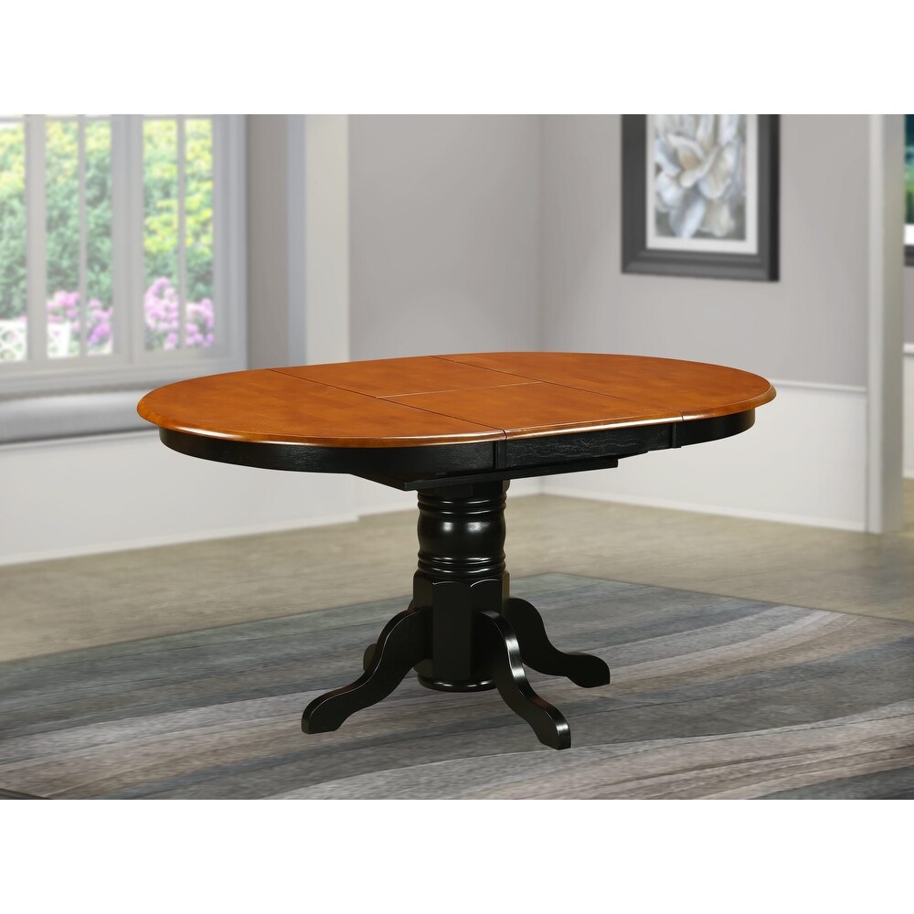 East West Furniture Kitchen Dining Table Butterfly leaf Oval Table Top and Pedestal Legs  Hardwood Table (Finish Option)