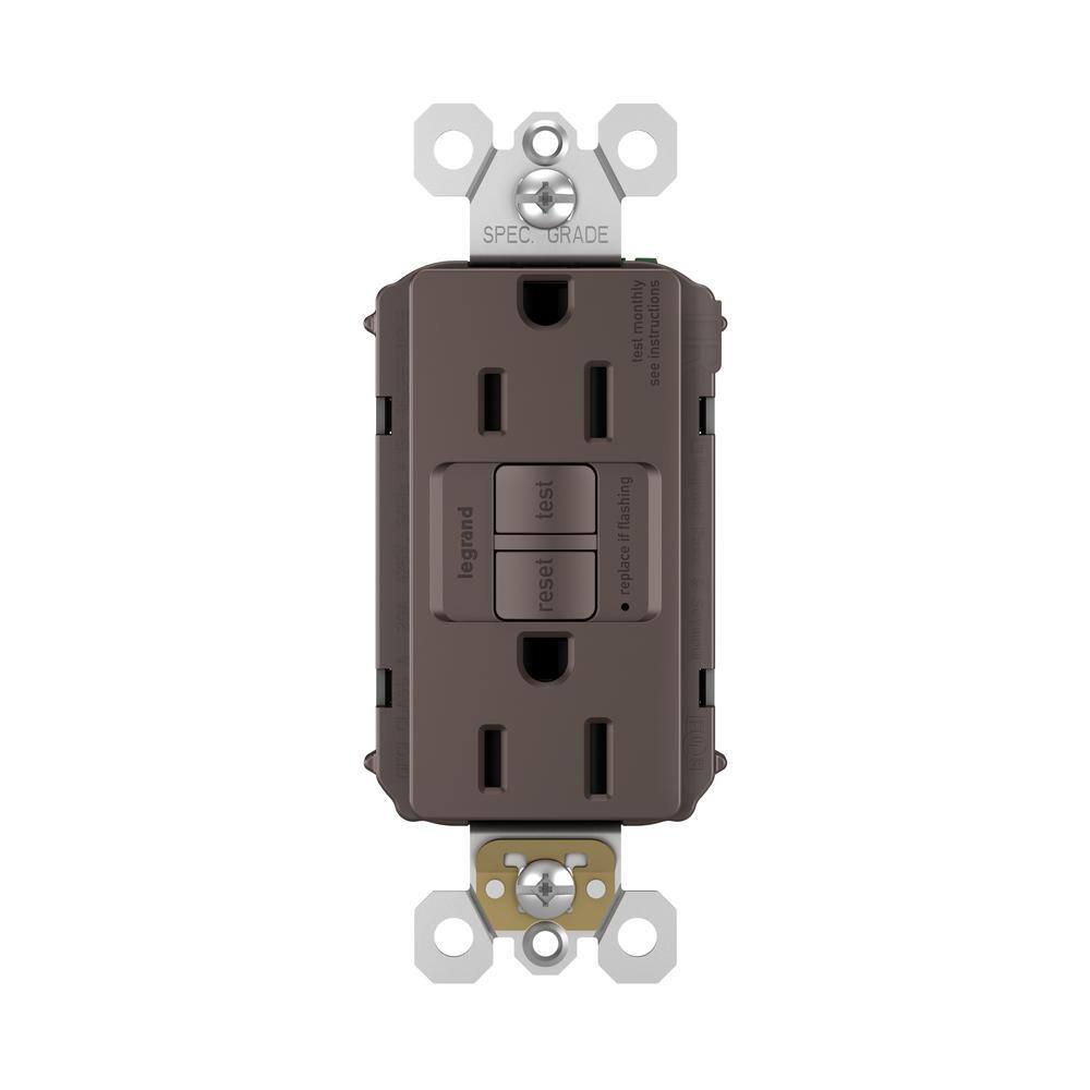 Legrand radiant 15 Amp 125 Volt Tamper Resistant GFCI ResidentialCommercial Decorator Duplex Outlet Dark Bronze 1597TRDBCC4