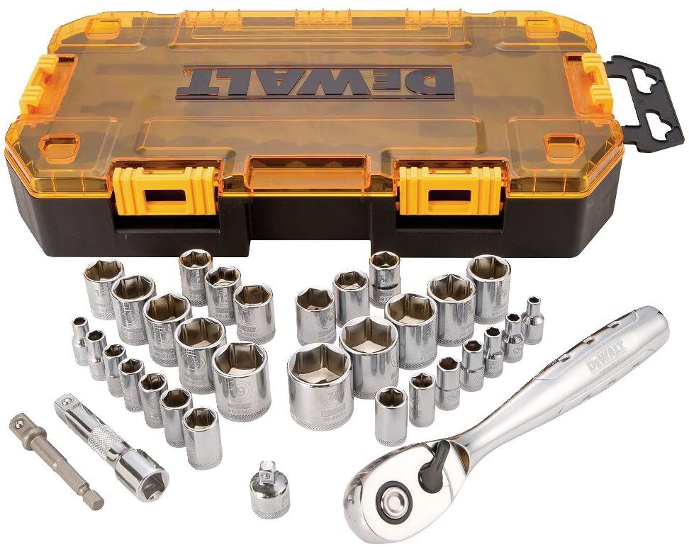 DEWALT Socket Set， 3/8-Inch Drive， SAE/Metric， 34-Piece (DWMT73804)