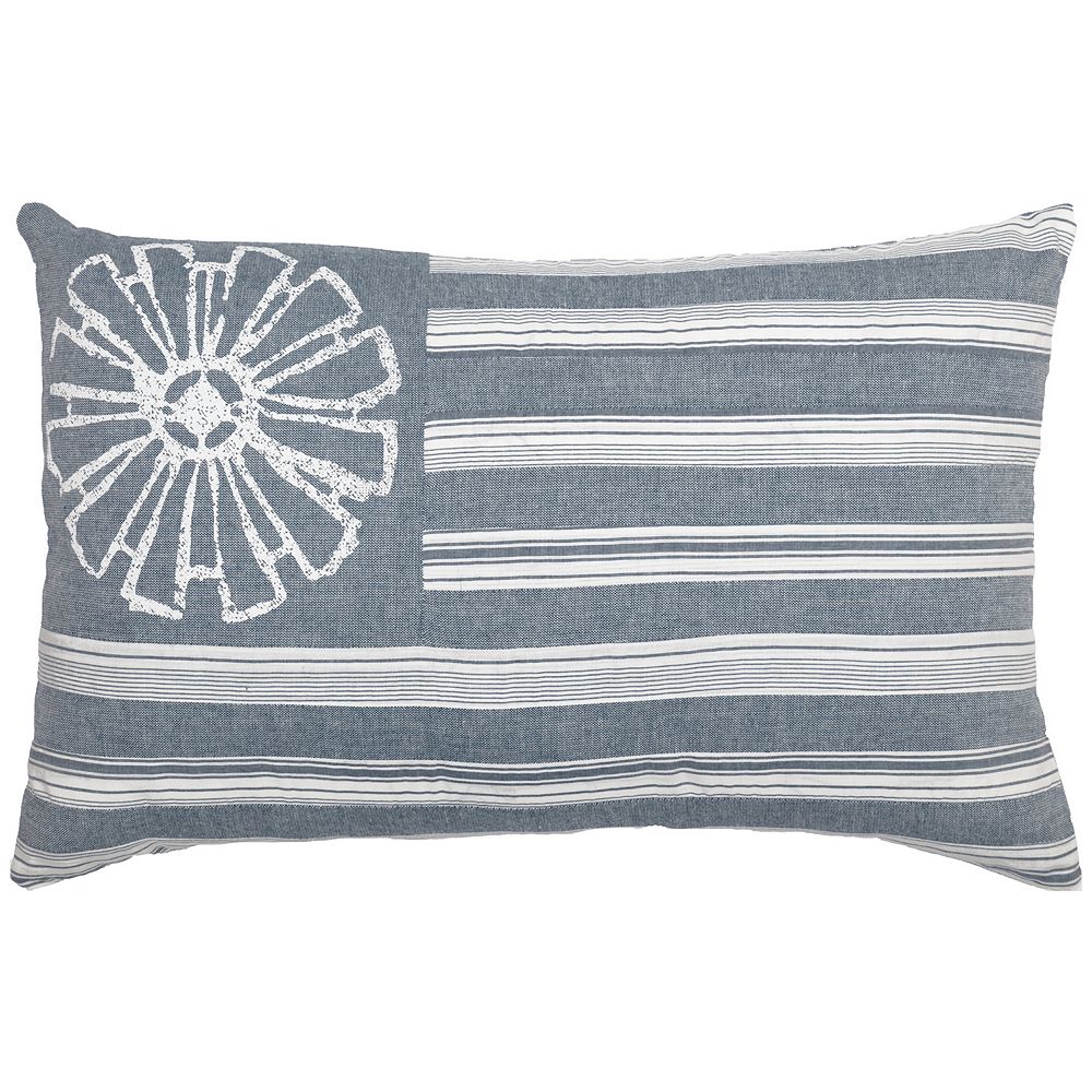 VHC Brands Sawyer Mill 14 x 22 Inch Rectangular Accent Throw Pillow， Flag， Blue