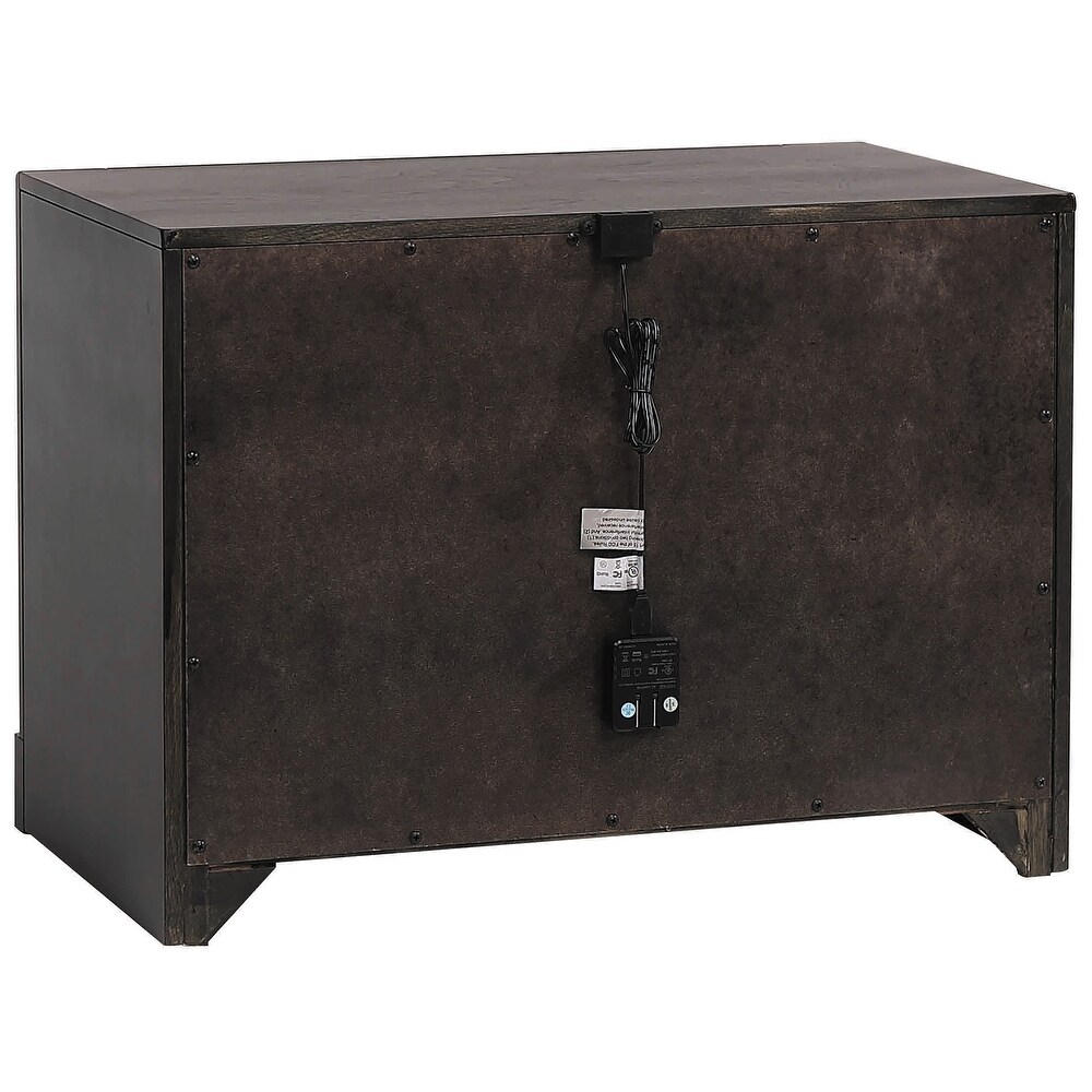 Gracia Walnut and Black Rectangular 2 Drawer Nightstand